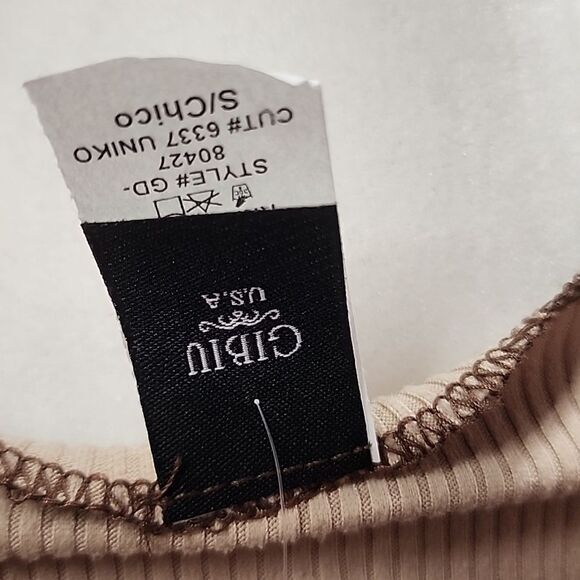 Inside out hem Taupe Bodycon Mini Dress Size S 0-2 - Picture 9 of 10